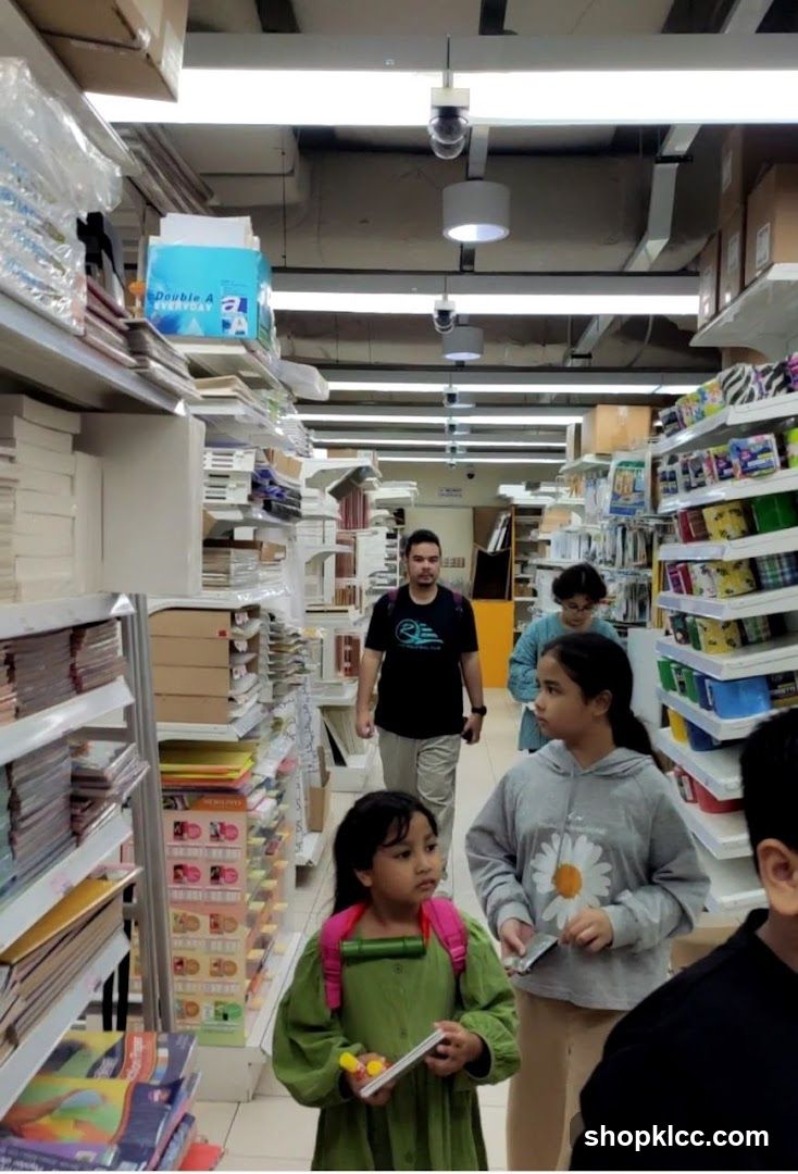 Bookstore Interior with Shelves and People