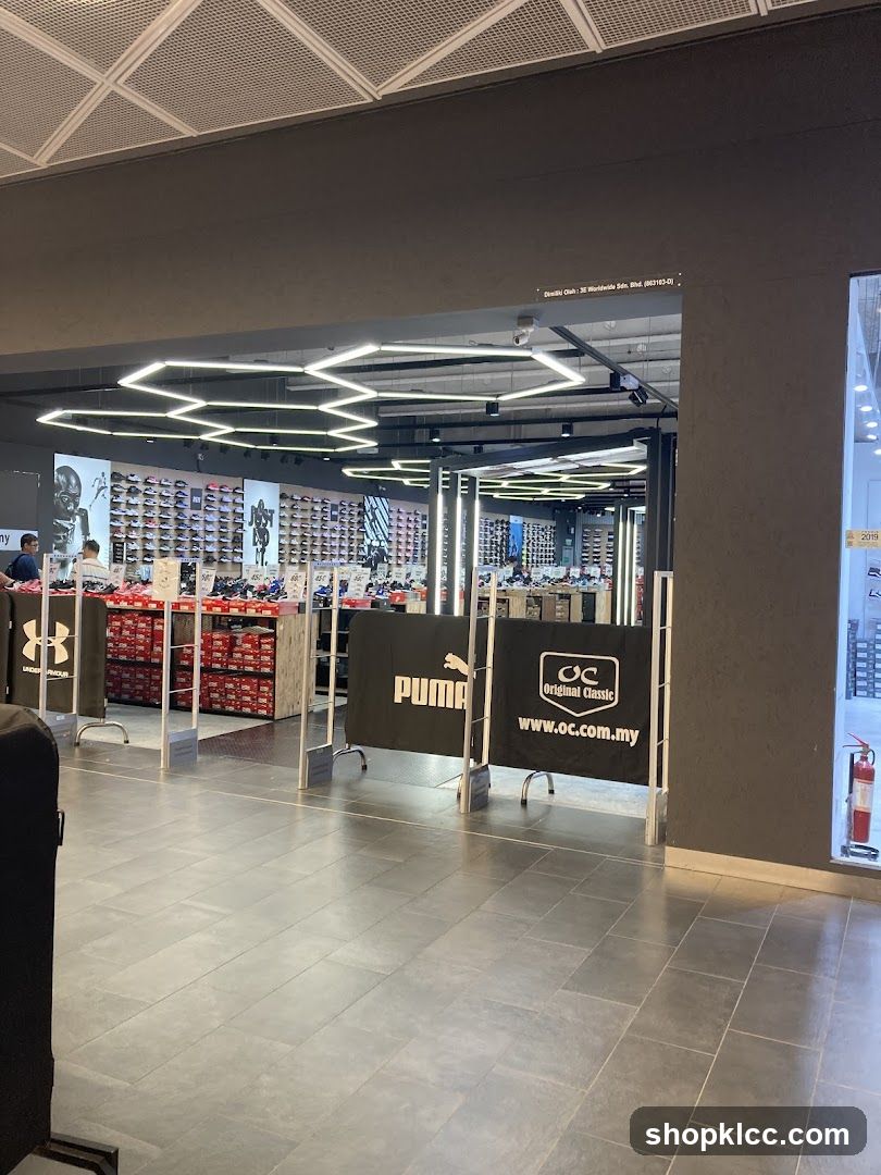 Shopping Mall Interior with Brand Displays