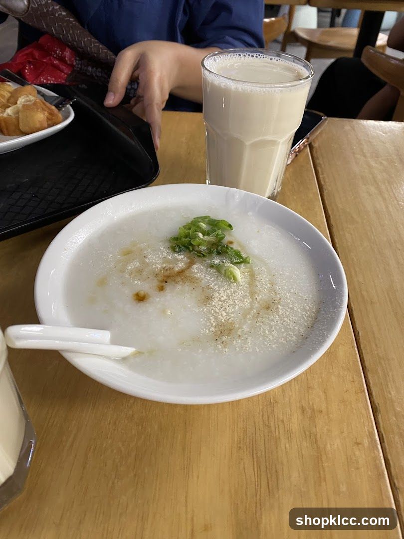 Congee and Milk Drink at a Cafe