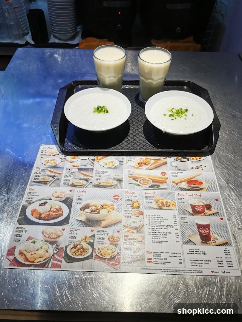 Breakfast Tray with Porridge and Milk