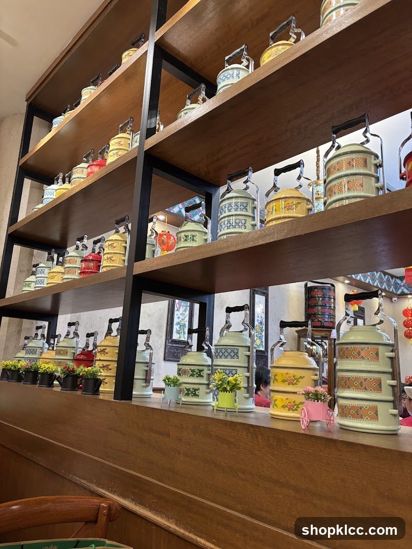 Shelves of Traditional Chinese Food Containers
