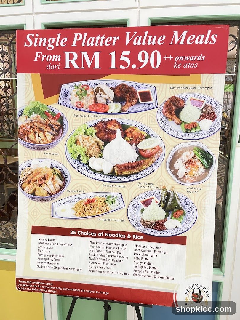Single Platter Value Meals Menu Board