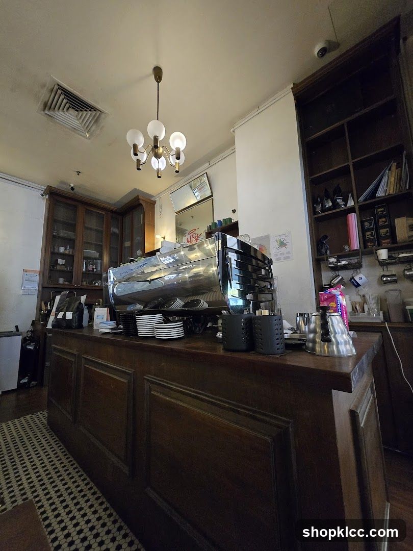 Coffee shop interior with espresso machine