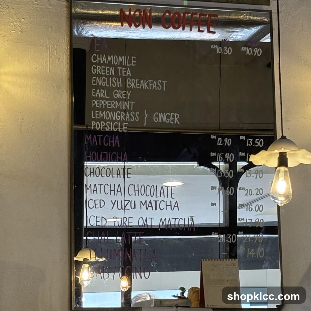 Non Coffee Menu