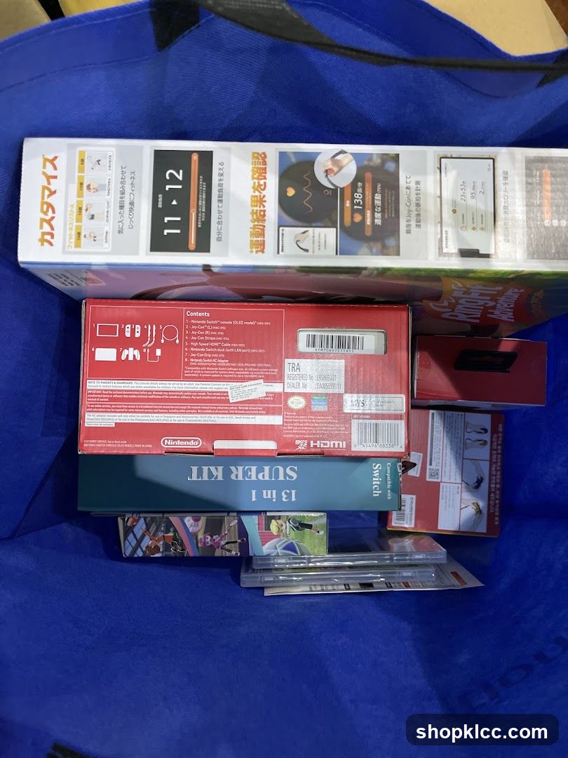 Product Boxes in Blue Bag