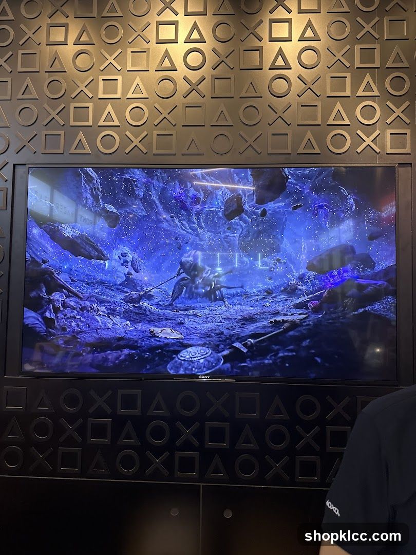 PlayStation-themed display screen