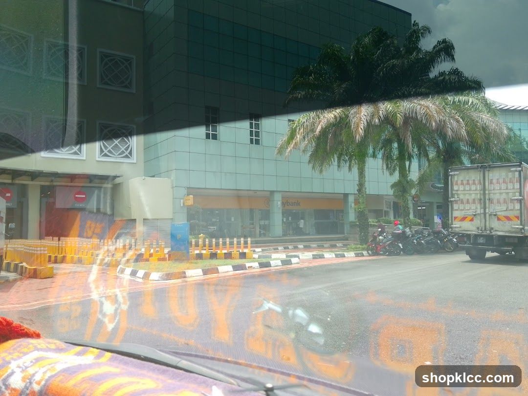 Street View with Bank and Trucks
