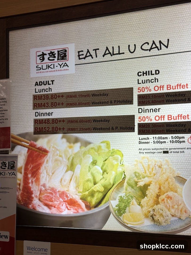 Suki-Ya Buffet Menu