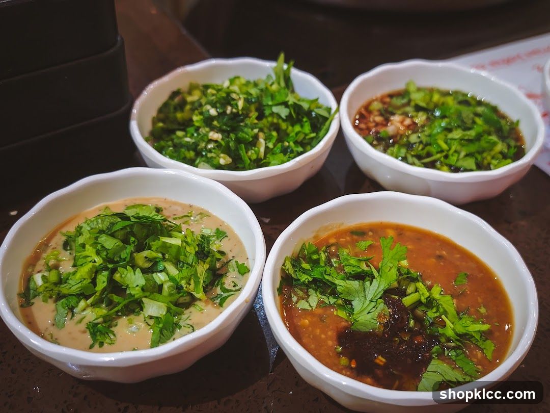Dipping Sauces with Cilantro Garnish