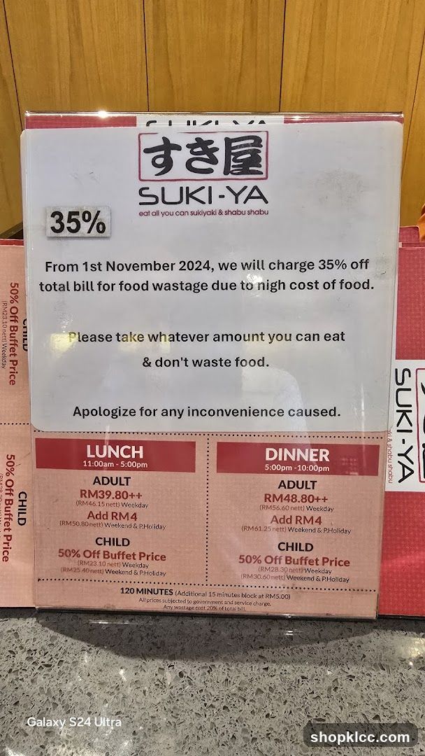 Suki-Ya Notice Board