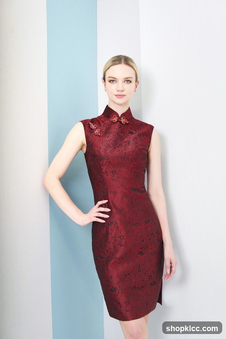 Woman in Red Chinese Dress