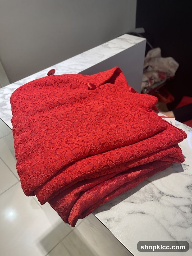 Red Patterned Fabric Display