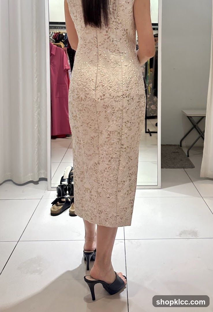 Woman in Lace Dress at Store