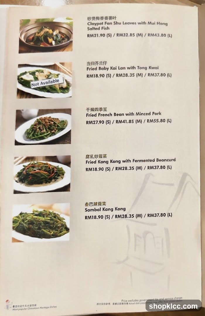 Chinese Restaurant Menu Page