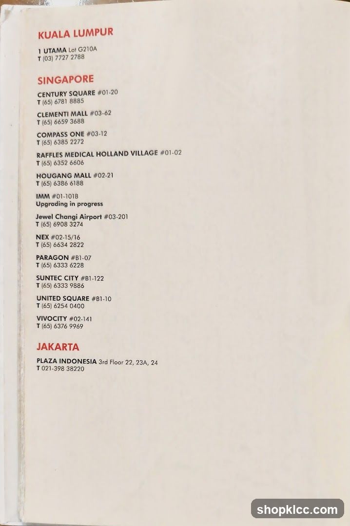 Contact List - Kuala Lumpur, Singapore, Jakarta