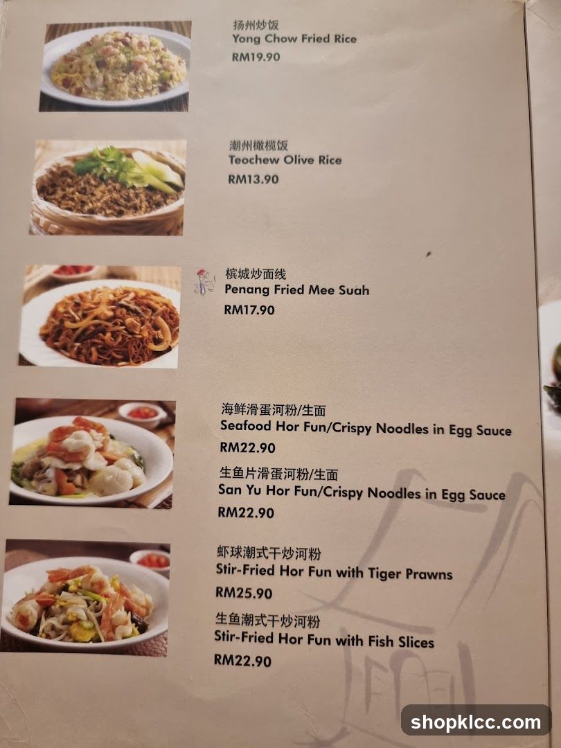 Fried Rice and Noodles Menu