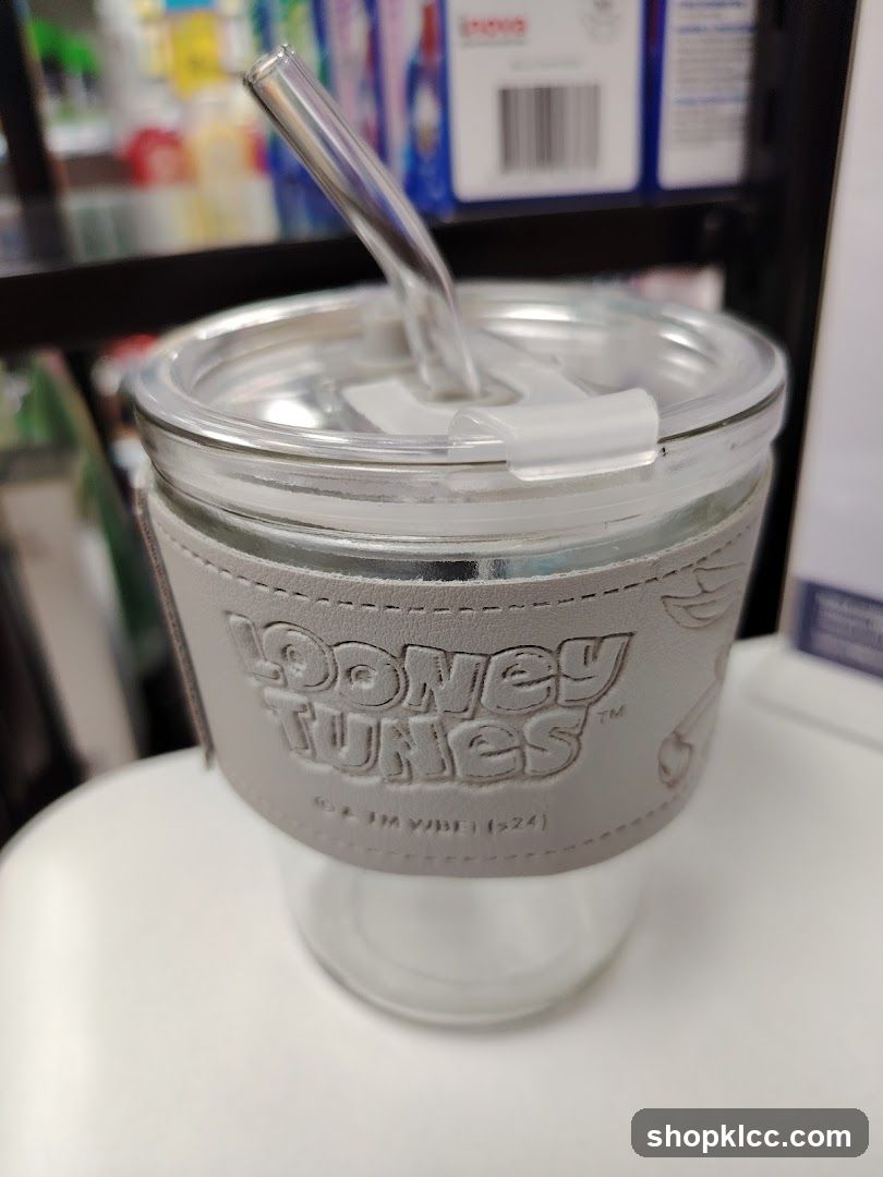 Looney Tunes Glass Cup with Straw