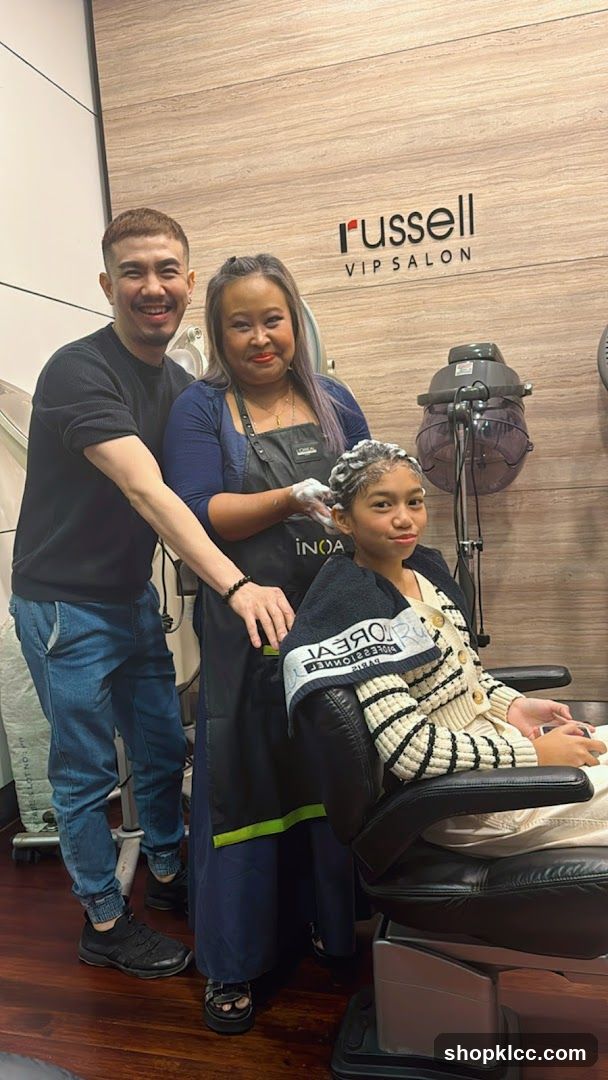 Salon Interior with Staff and Client