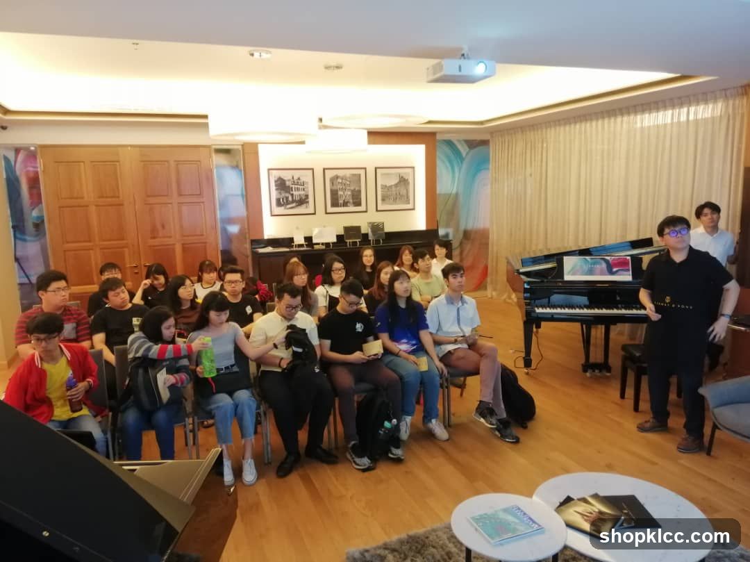 Group in a room with piano