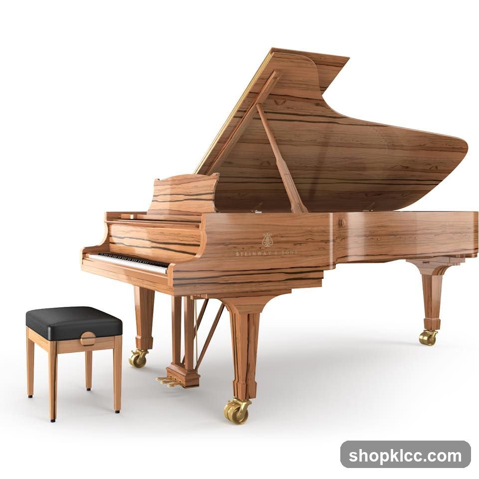 Grand Piano with Music Stand and Bench