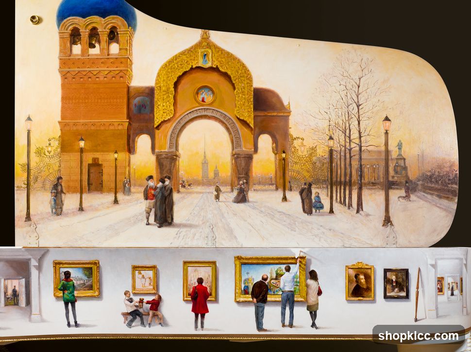 Art Gallery Interior with View of Architectural Scene