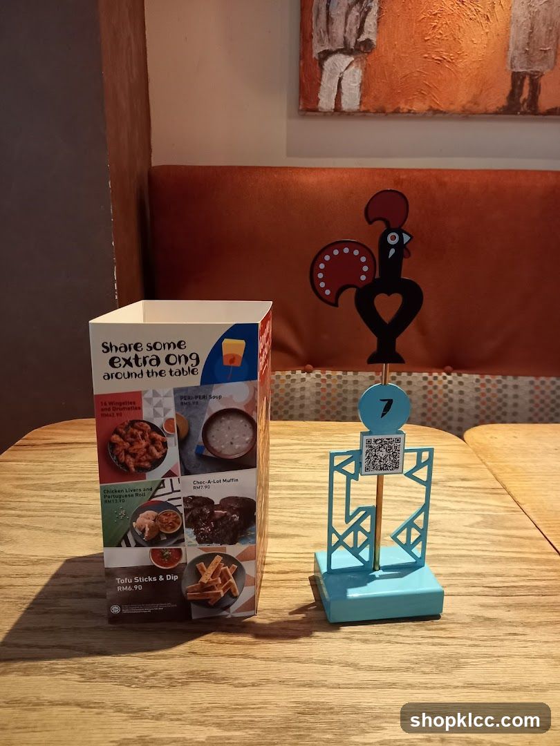 Table Display with Menu and Table Number