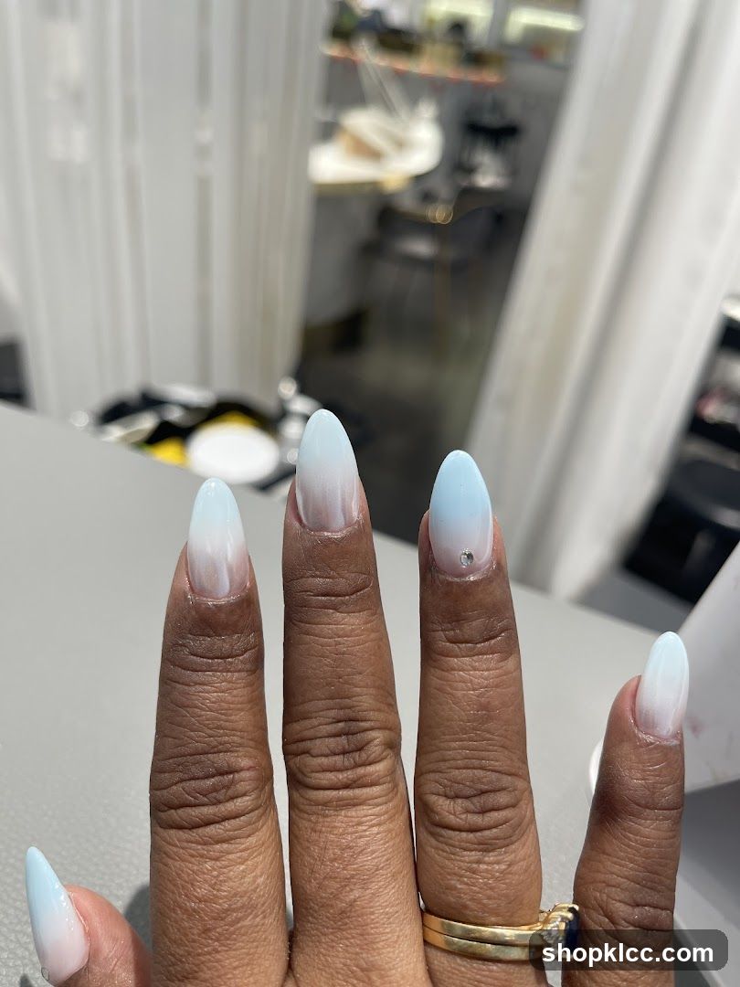 Ombre Nails with Rhinestone Accent