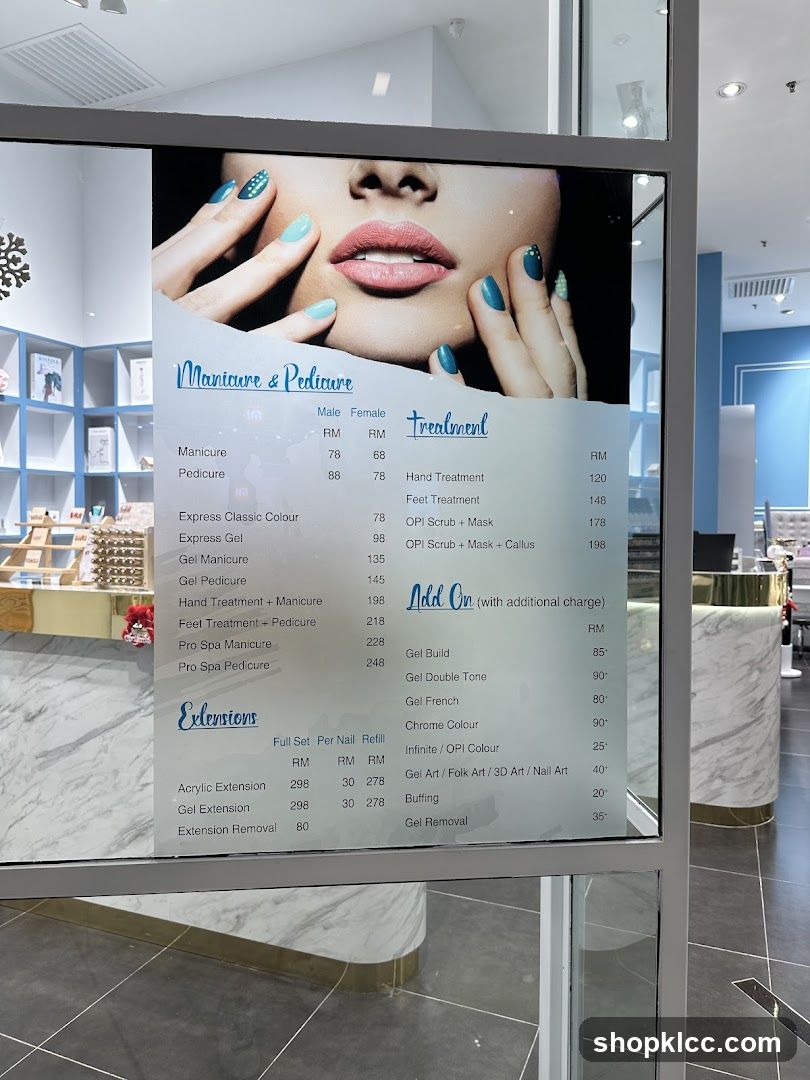 Manicure & Pedicure and Treatment Menu