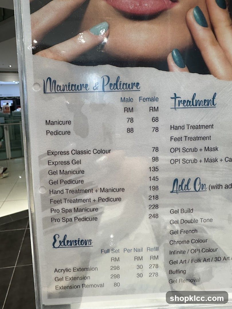 Manicure & Pedicure Menu