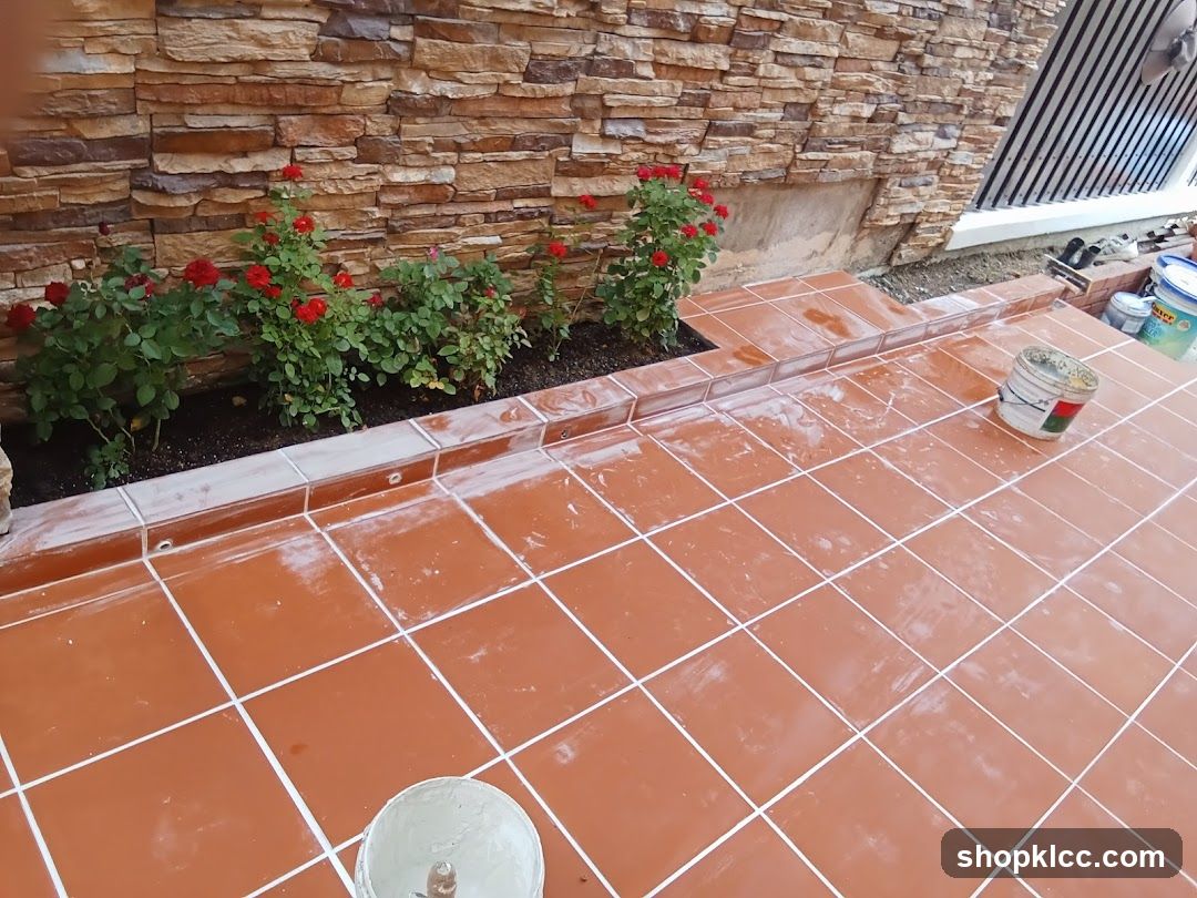 Terrace with Terracotta Tiles and Roses