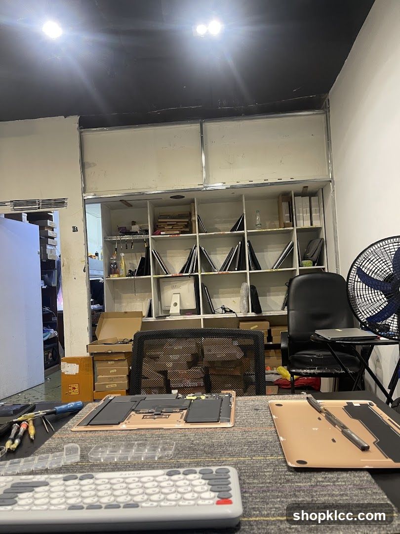 Workshop Interior with Electronics Repair Setup