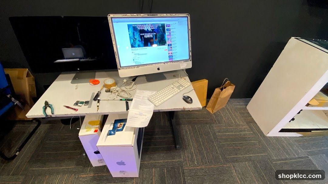Workstation Setup with iMac and Accessories