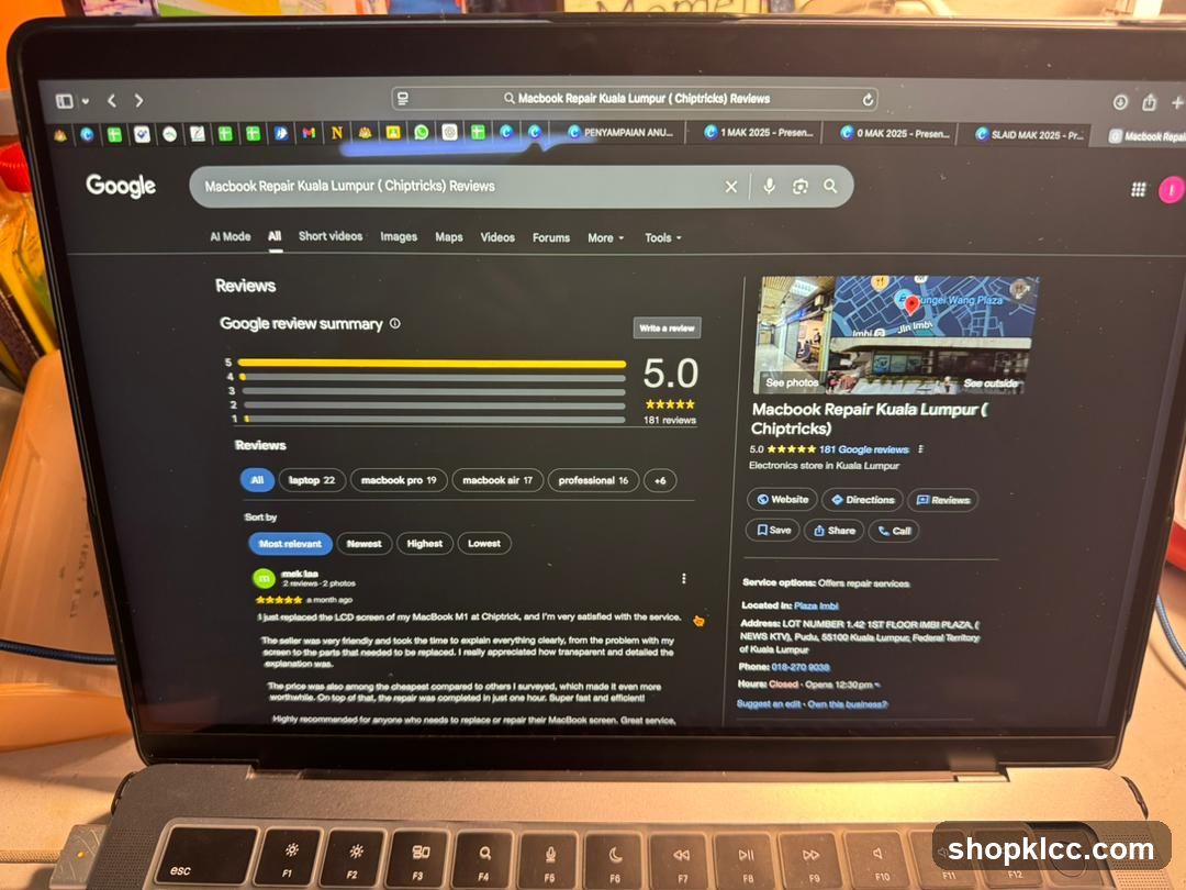 Macbook Repair Kuala Lumpur (Chiptricks) Google Reviews Page