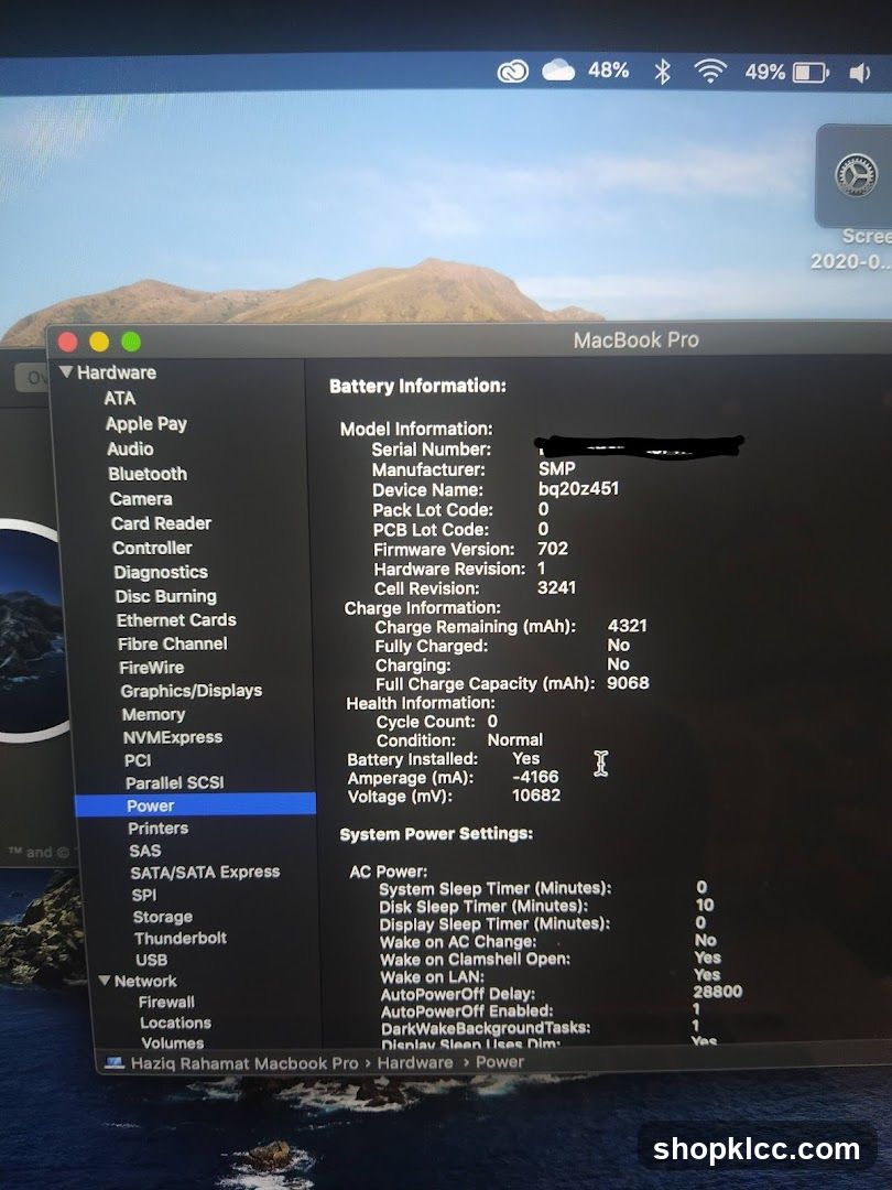 MacBook Pro System Information Screen
