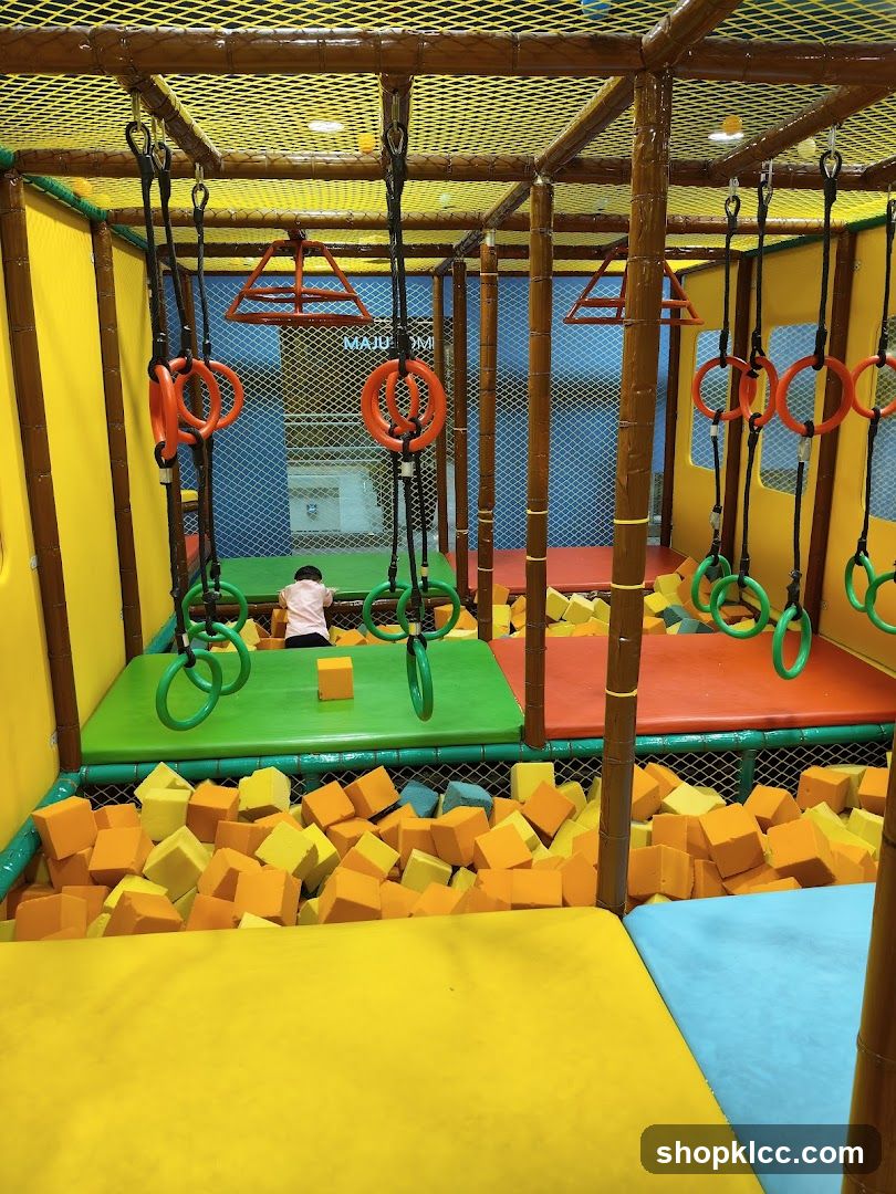 Indoor Play Area with Foam Pit and Gymnastic Rings