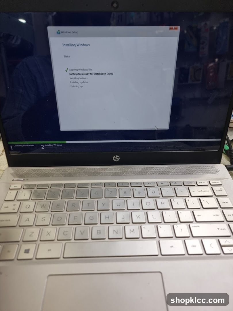 Windows Installation Screen on HP Laptop