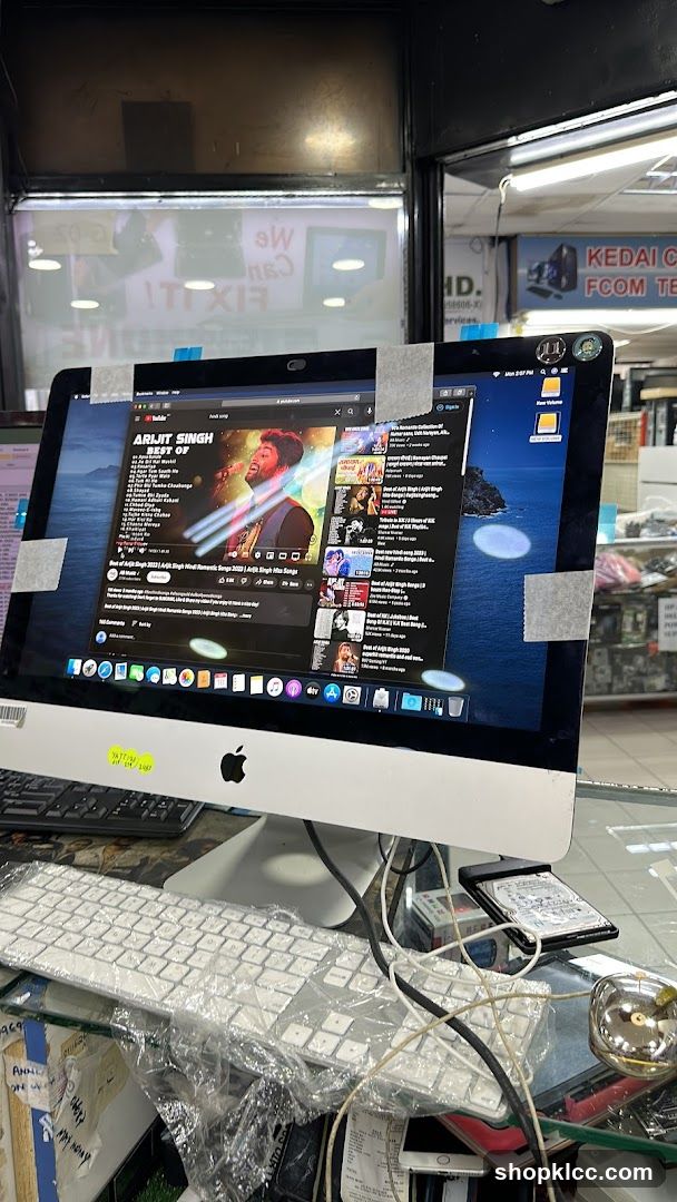 Computer Setup with Music Player