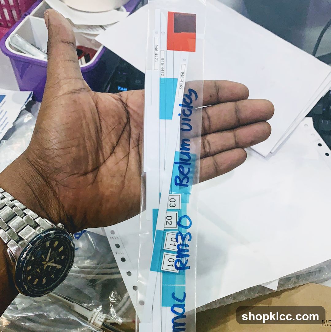 Hand holding medical test strips