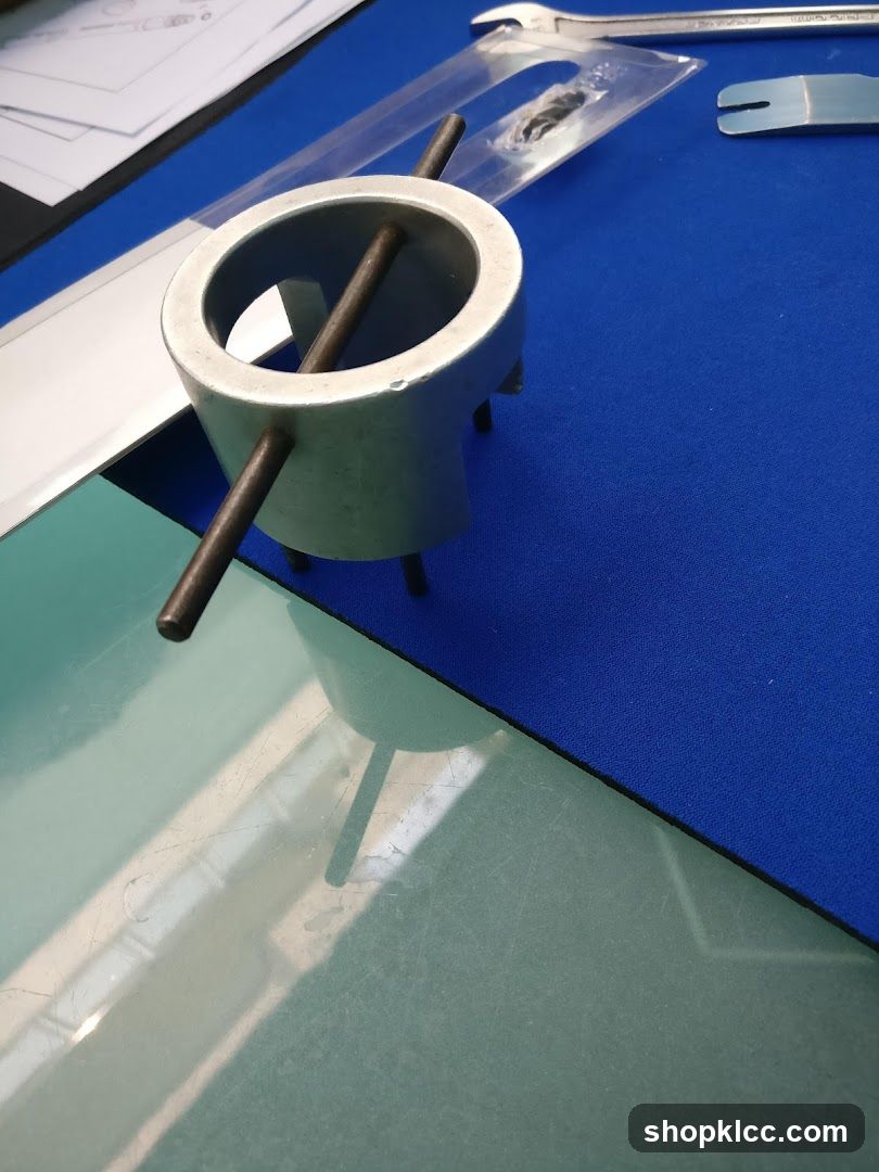 Metal Ring Component on Blue Mat