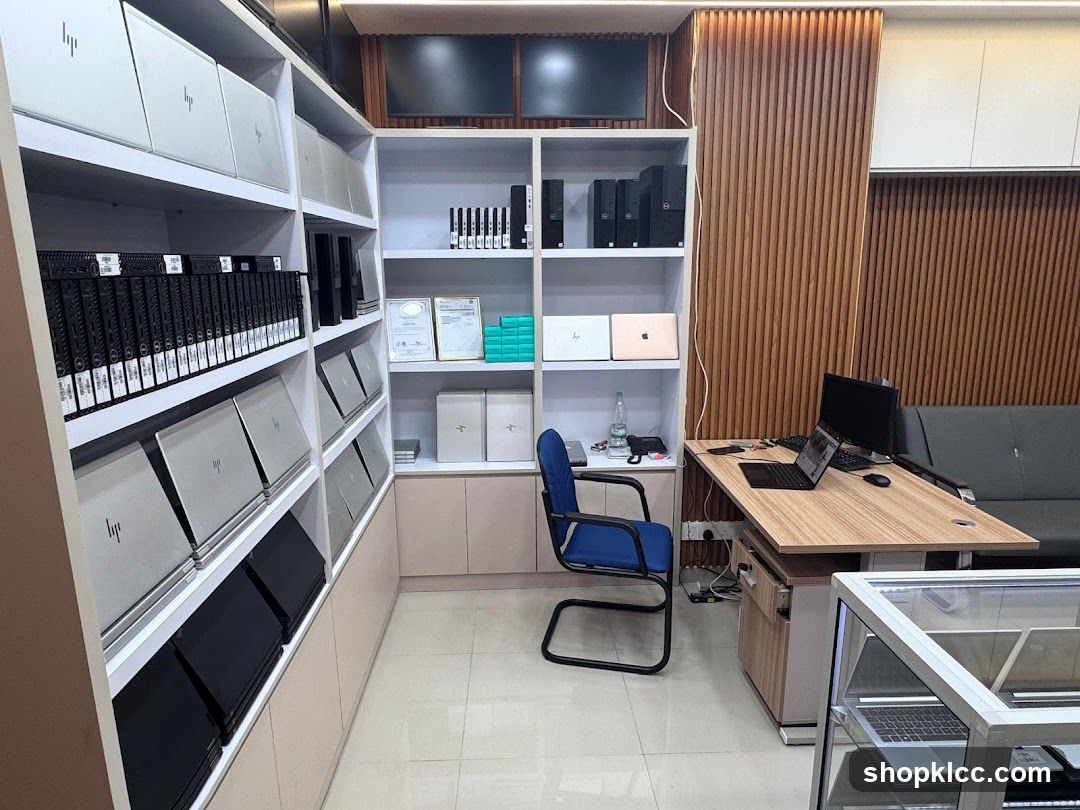 Office Interior with Electronics Display