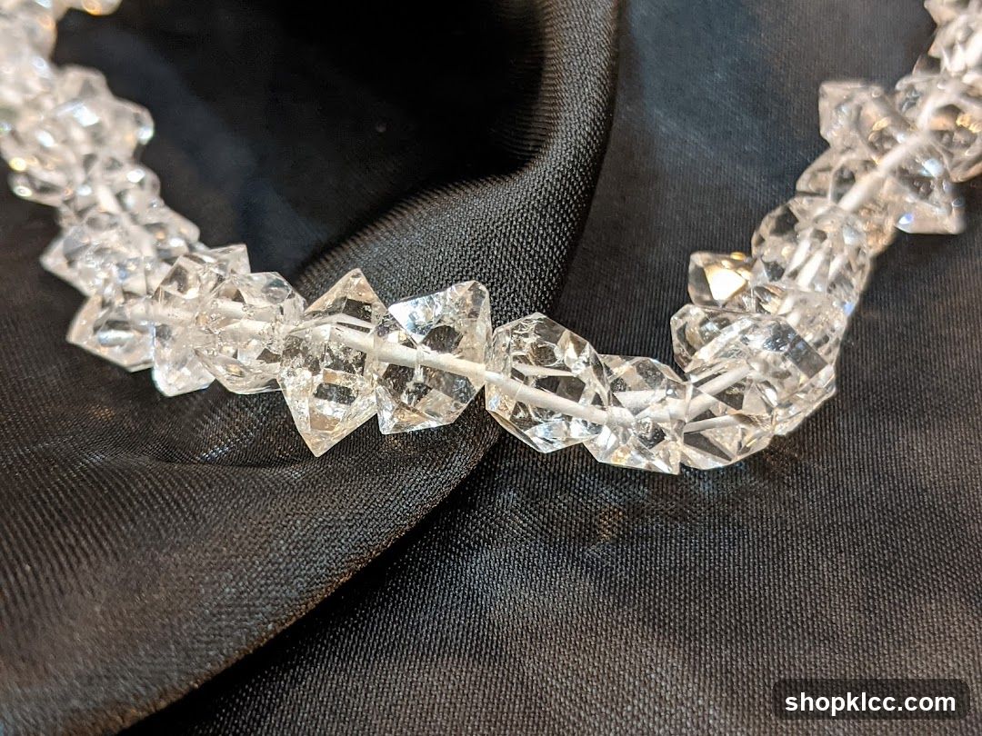 Crystal Beaded Necklace on Black Fabric