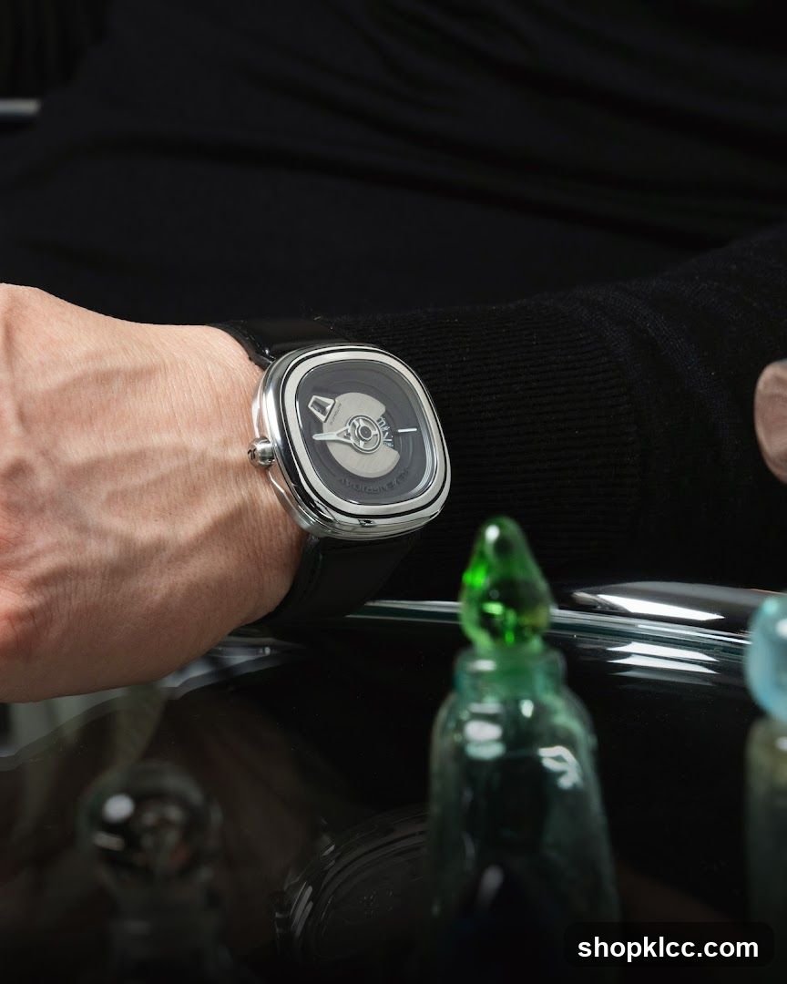Wristwatch on Arm with Glass Bottles