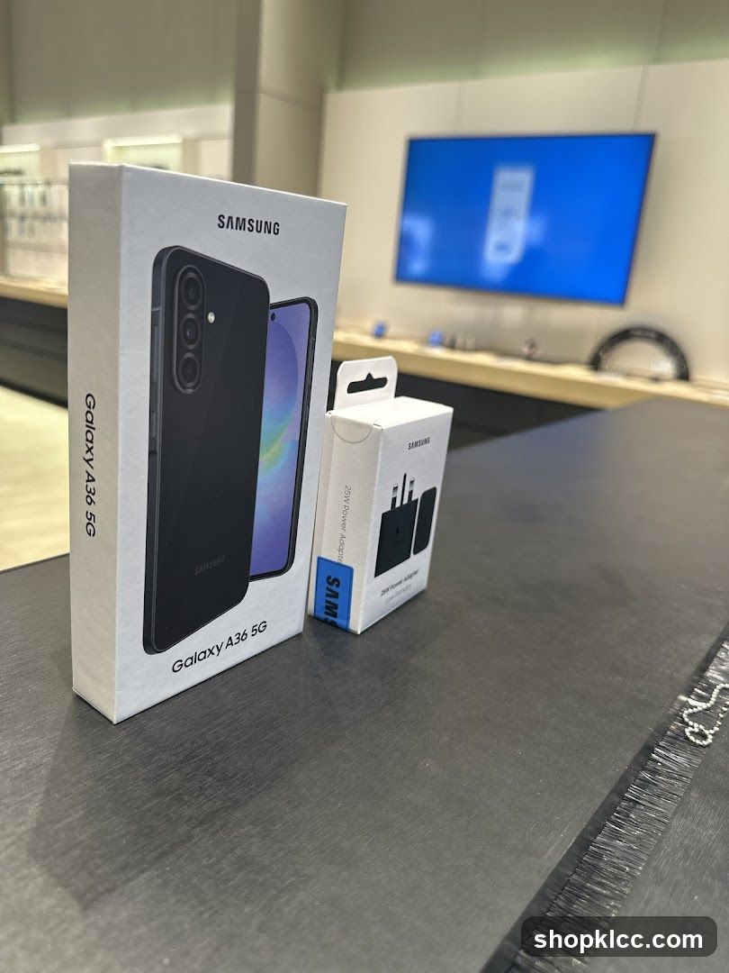 Samsung Galaxy A36 5G and Power Adapter