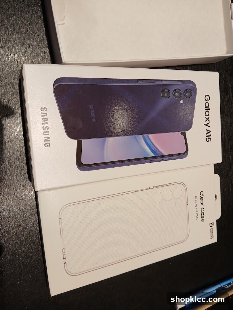 Samsung Galaxy A15 Phone and Clear Case