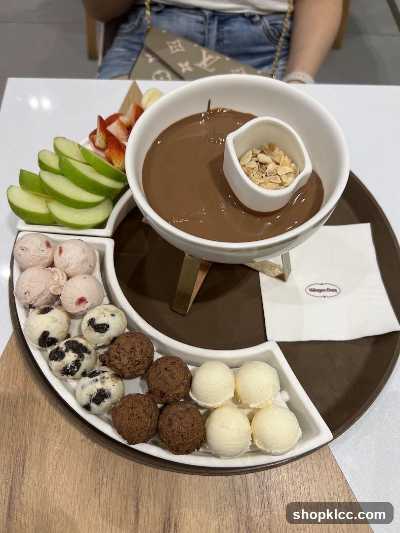 Chocolate Fondue with Ice Cream and Fruit
