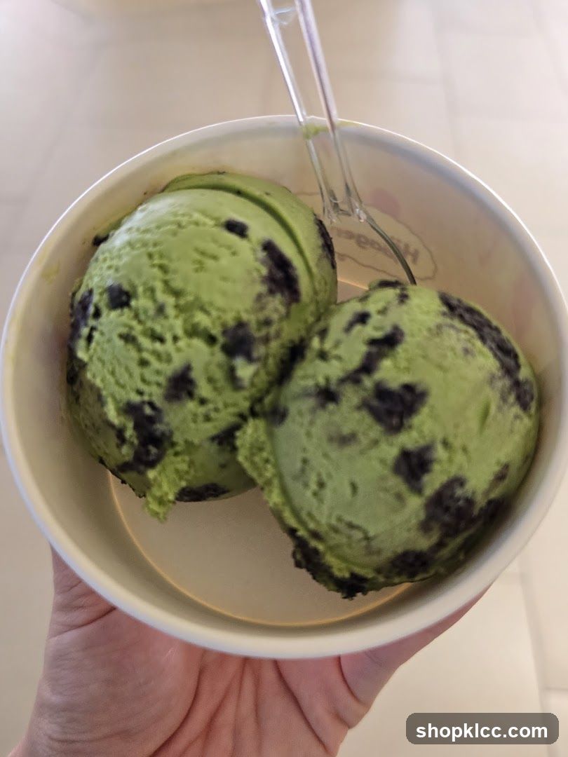 Green Tea Ice Cream with Chocolate Chunks