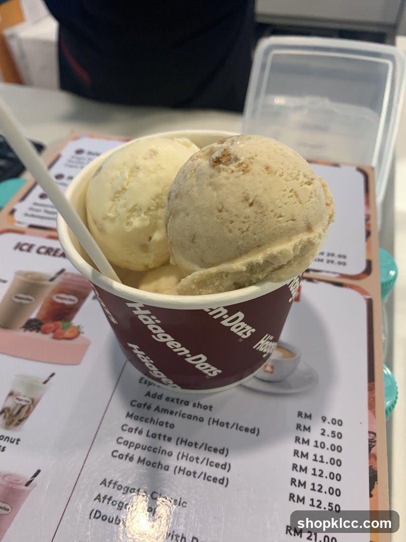 Häagen-Dazs Ice Cream and Coffee Menu