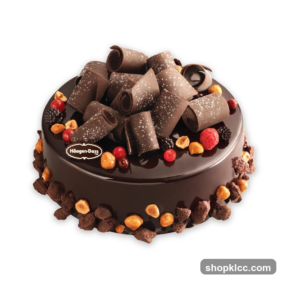 Chocolate Cake with Chocolate Curls and Berries