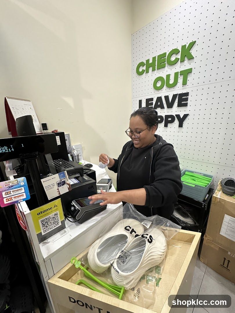 Checkout Counter with Crocs Display