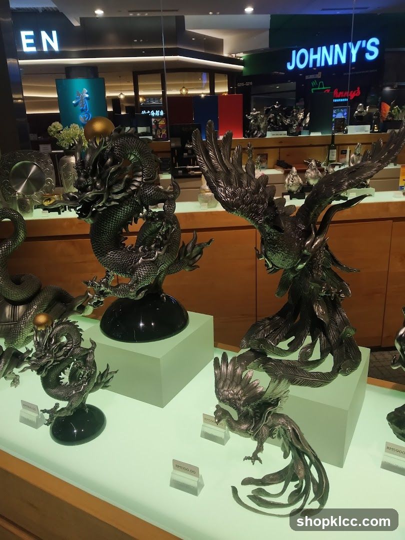 Dragon and Phoenix Sculptures Display